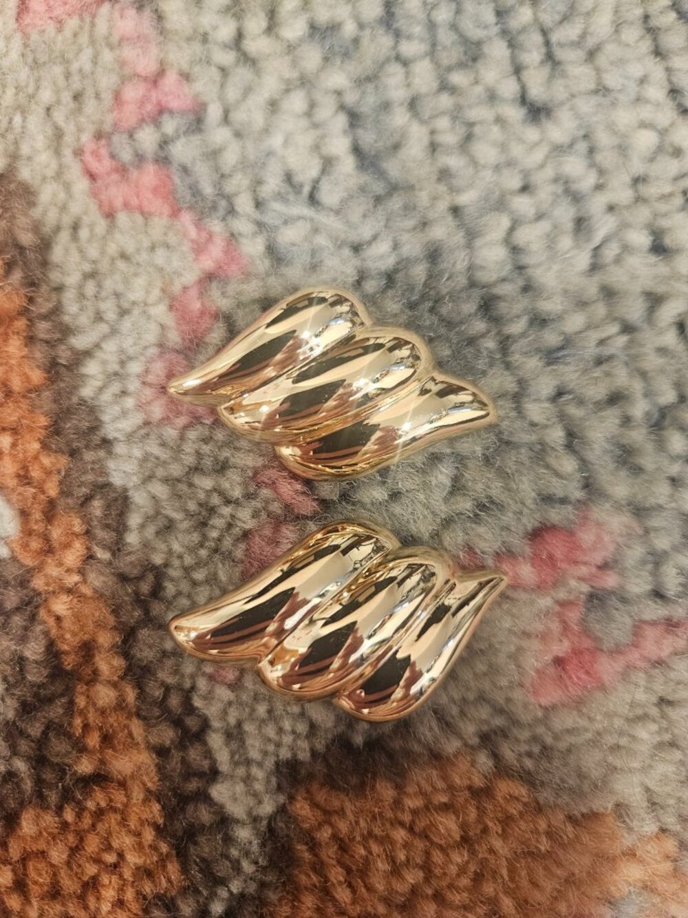 Anthropologie Gold Wing Post Earrings Sculptural Statement